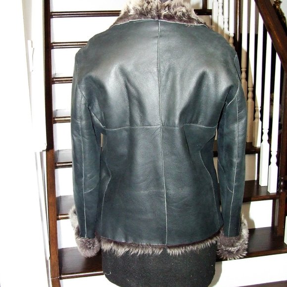 Giorgio Armani Black Label Lamb Shearling Women Jacket 40 Sheepskin Coat - Picture 5 of 11